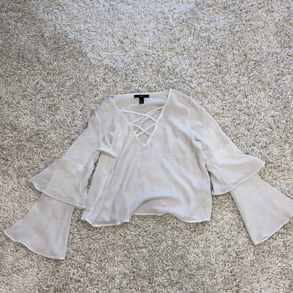 White Bell Sleeve Top